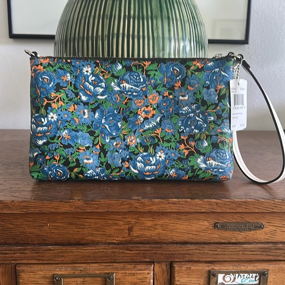 Coach Lyla Rose Blue Floral Clutch Wristlet